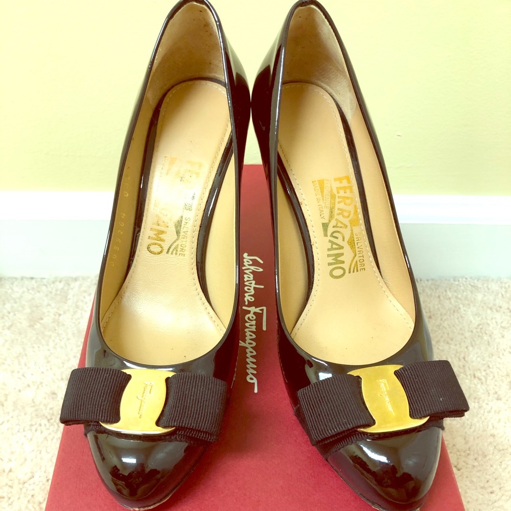 Salvatore Ferragamo Pimpa Patent Pumps (Black)